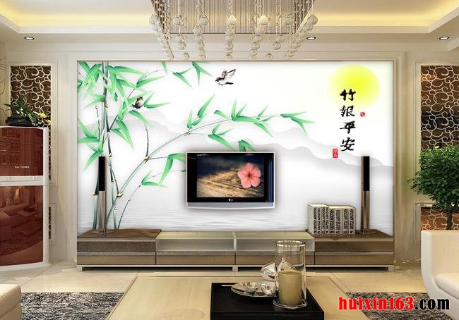 9 中式风格电视背景墙手绘艺术